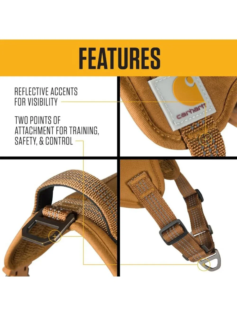 Durable Nylon Duck No-Pull Dog Harness in Brown - Adjustable, Comfortable Fit